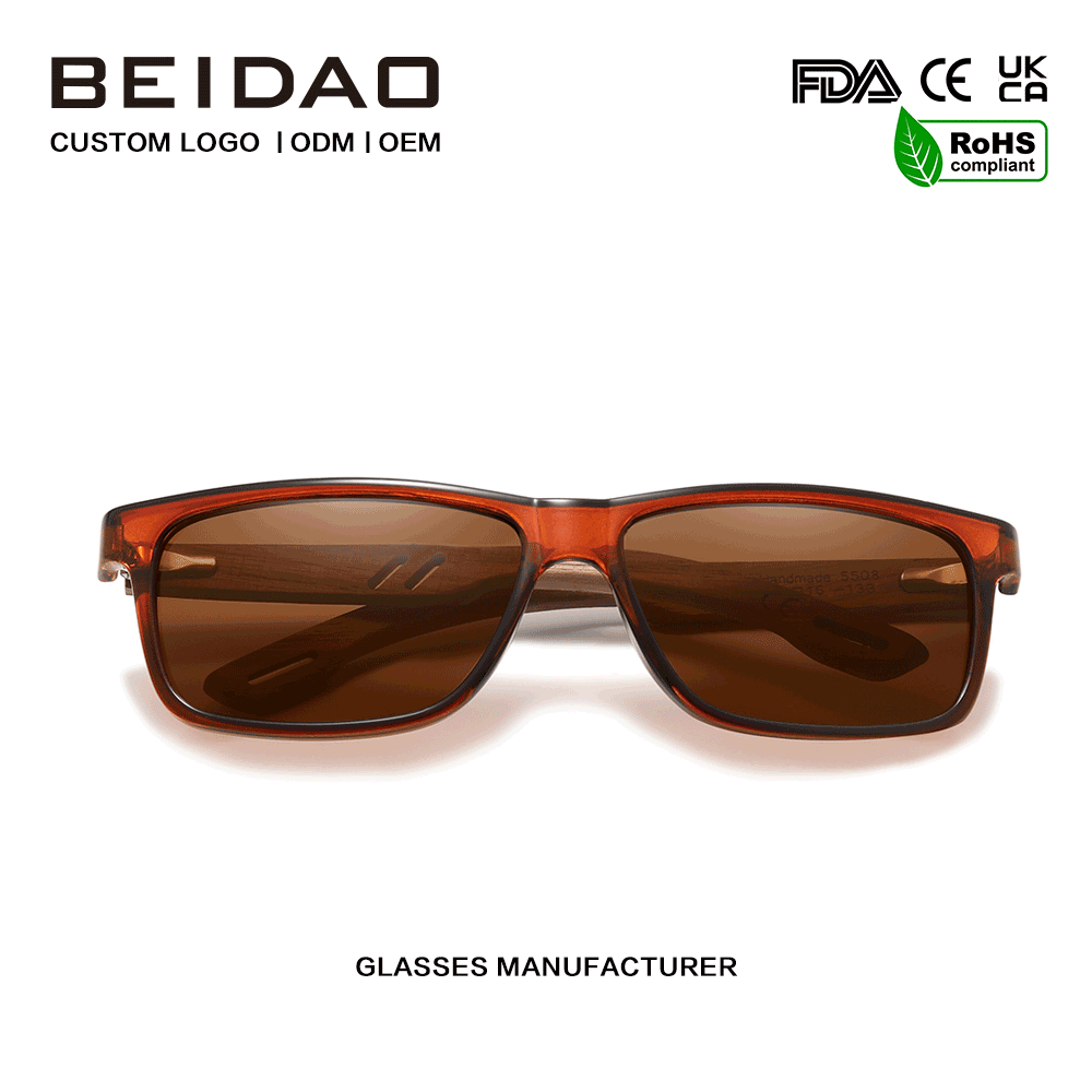 Hot Selling Walnut TR90 Frame aurinkolasit miehille, naisille
