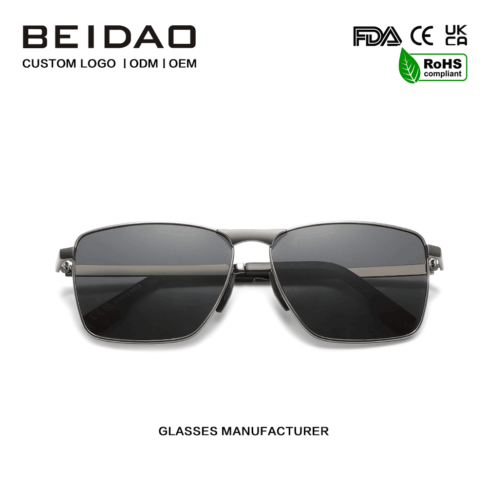 Luxury Alloy Square UV400 Polarisaatio TAC Linssit aurinkolasit