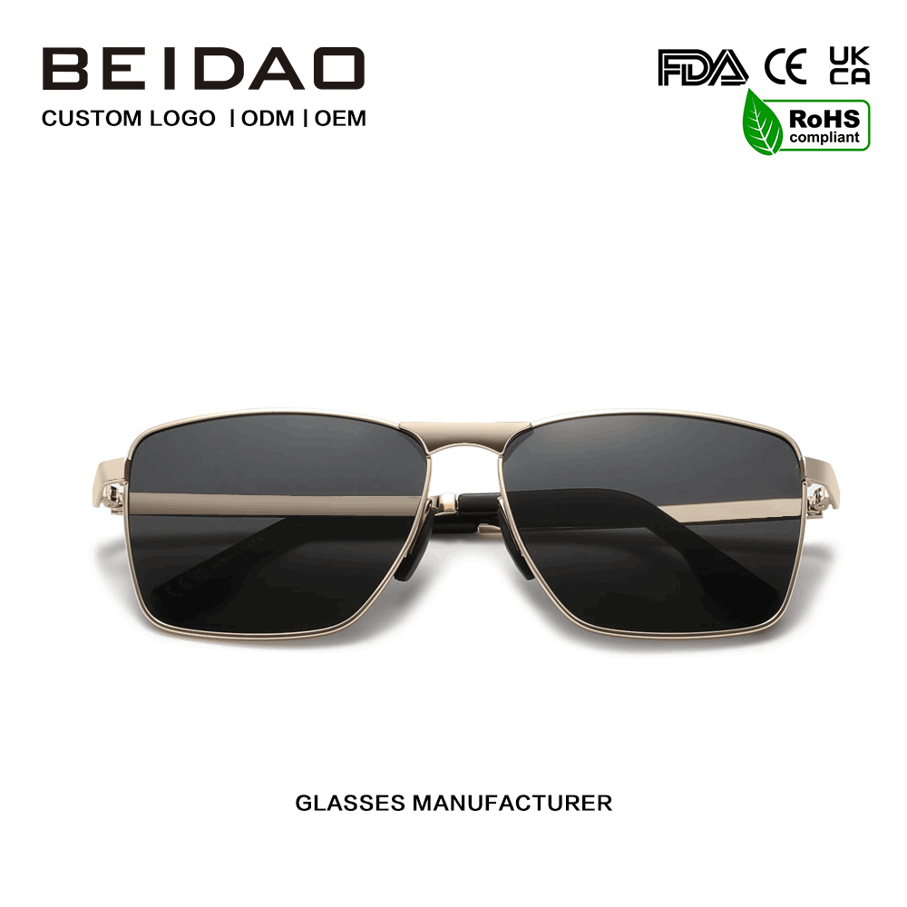 Luxury Alloy Square UV400 TAC Lenses aurinkolasit Unisex